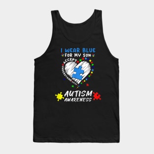 I Wear Blue For My Son Autism Awareness Tank Top